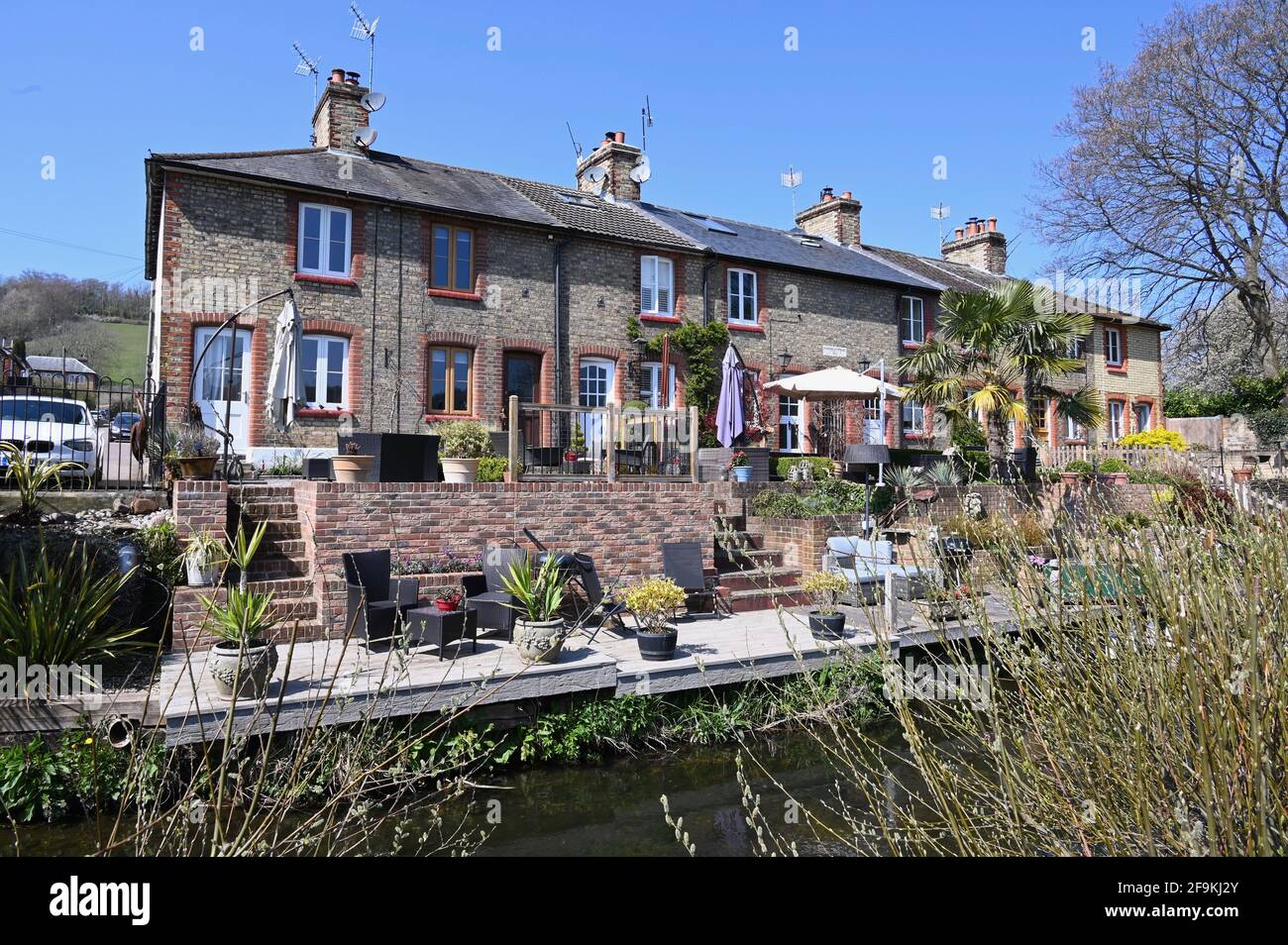 Row of Riverside Houses, Shoreham, Sevenoaks, Kent. UK Stock Photo