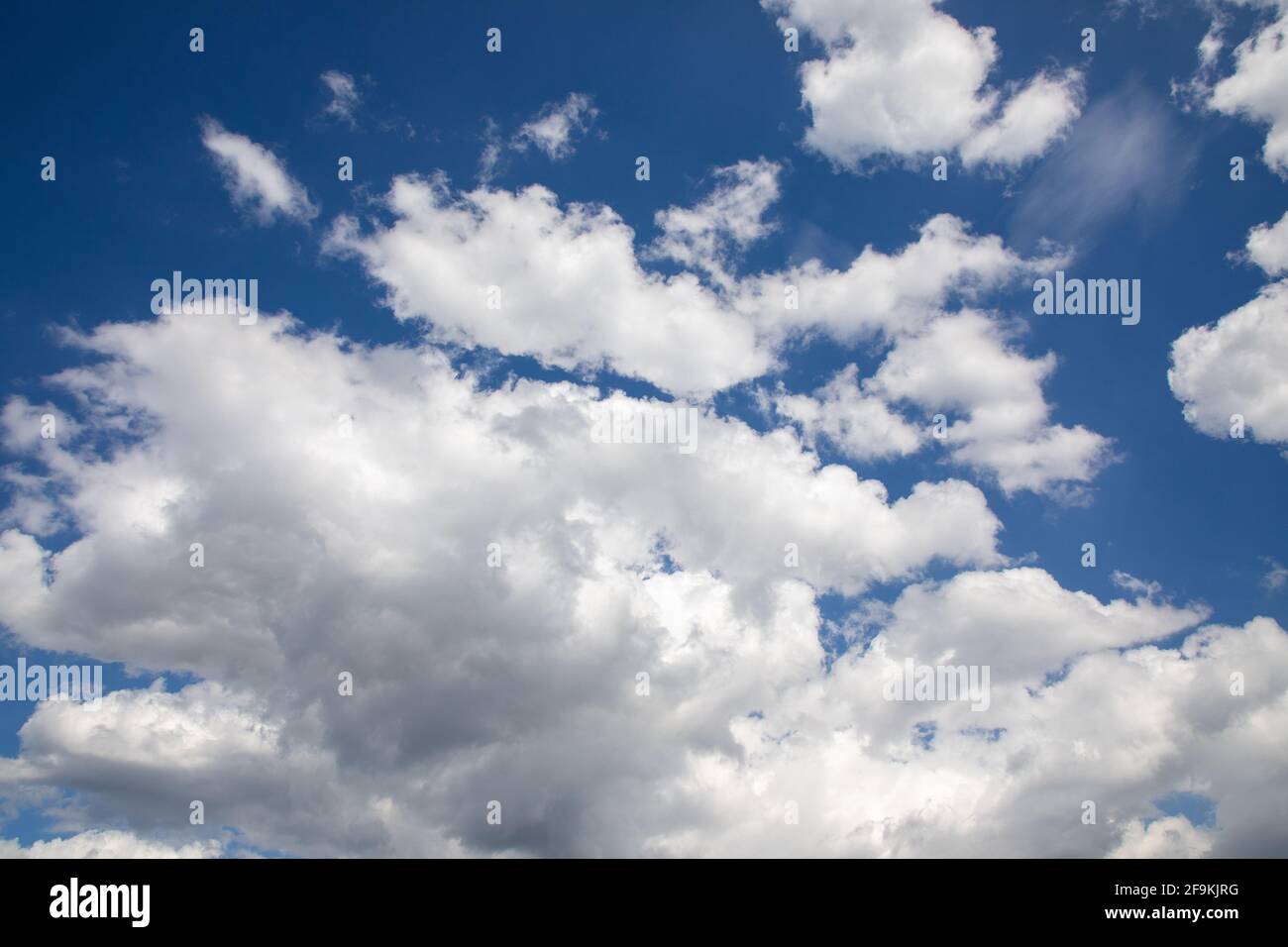 Blu sky with beautiful cumulus clouds Stock Photo