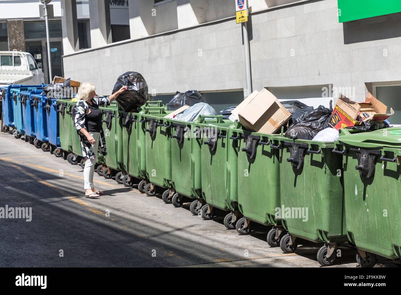 Waste collection bins, Gibraltar Stock Photo