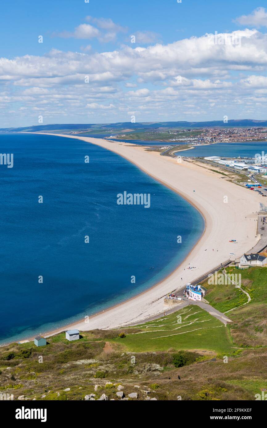 Visit-Dorset - A fantastic shot over Chesil Beach and the Fleet Nature  Reserve. 💦⁠ Chesil beach is a bank of pebbles stretching for 18 miles  along the Dorset Coast. Trapped behind this