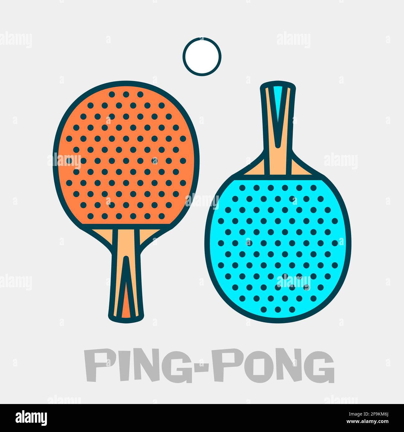 Ping-pong poster paddle icon,  table tennis rackets and ball, vector Stock Vector