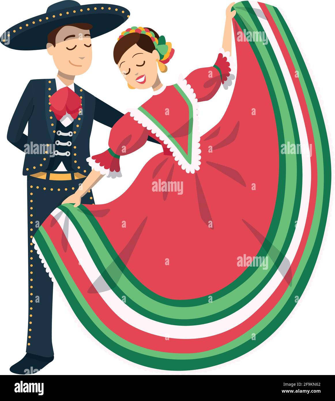 Couple of traditional mexican dancers - Vector illustration Stock Vector