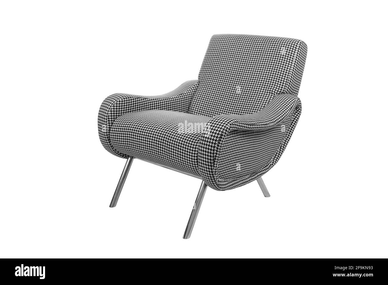 Black and white modern armchair isolated on white background Stock Photo