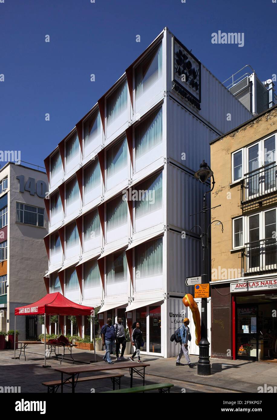 Exterior facade view on The Cut, Waterloo. StowAway Waterloo Hotel, London, United Kingdom Exterior facade view on The Cut, Waterloo. StowAway Waterloo Hotel, London, United Kingdom