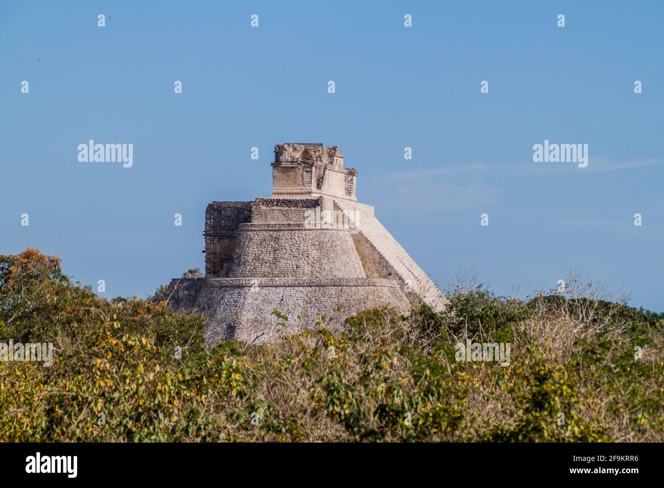 Pyramid of the Magician Piramide del adivino in ancient Mayan city Uxmal, Mexico Stock Photo