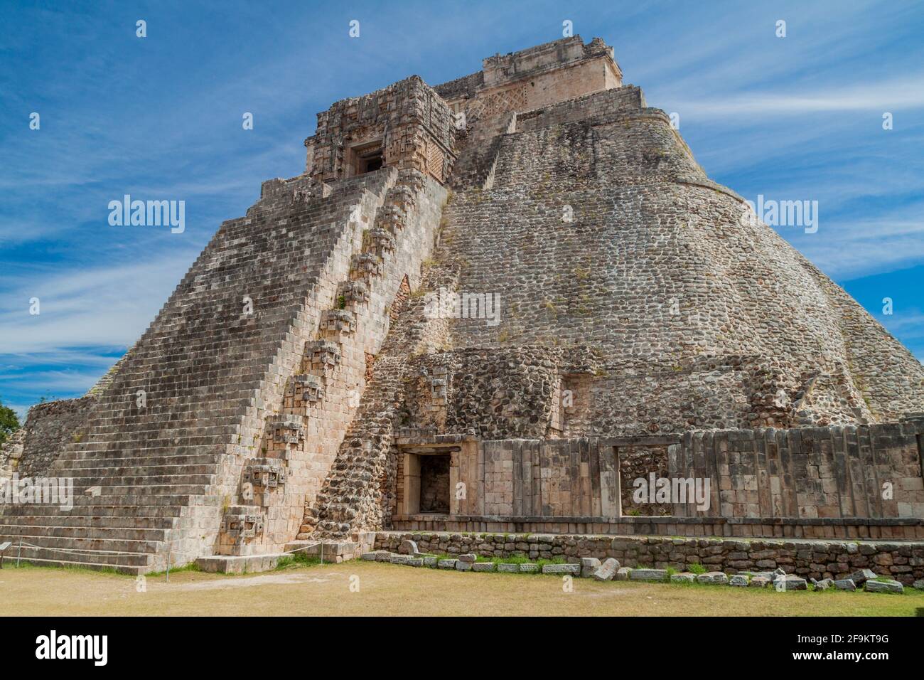 Pyramid of the Magician Piramide del adivino at the ruins of the ancient Mayan city Uxmal, Mexico Stock Photo