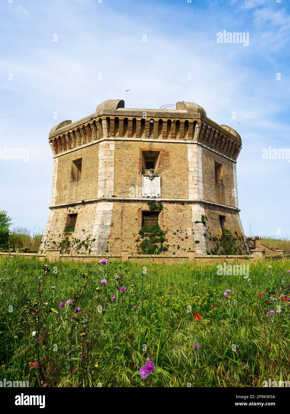 Tor San Michele is a coastal watchtower in Ostia Lido - Rome, Italy Stock Photo