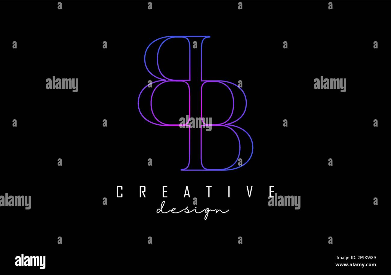 Colorful pink and blue Bb b letter design logo logotype concept with ...