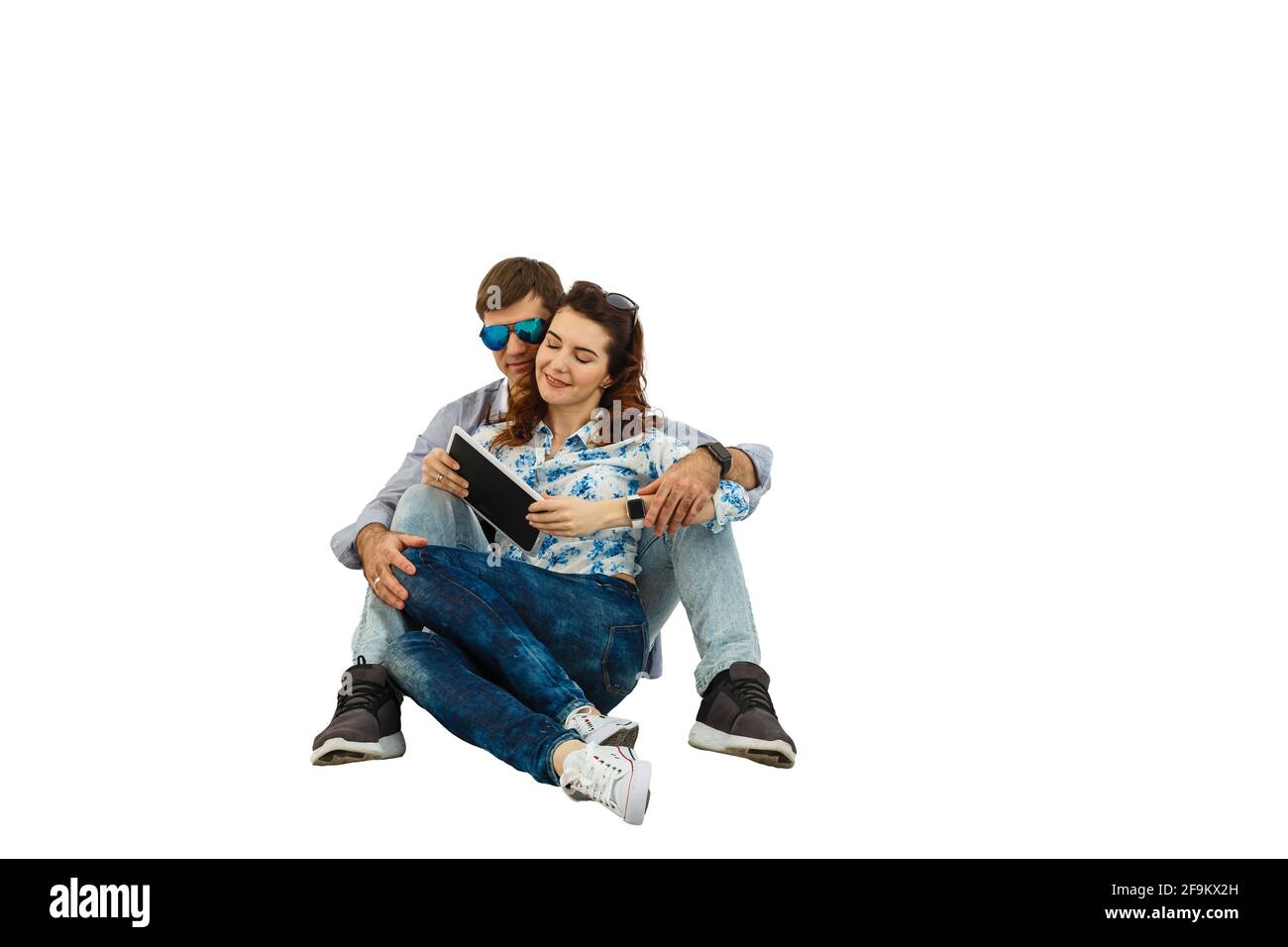 Happy smiling couple in love. Isolated over white background Stock ...