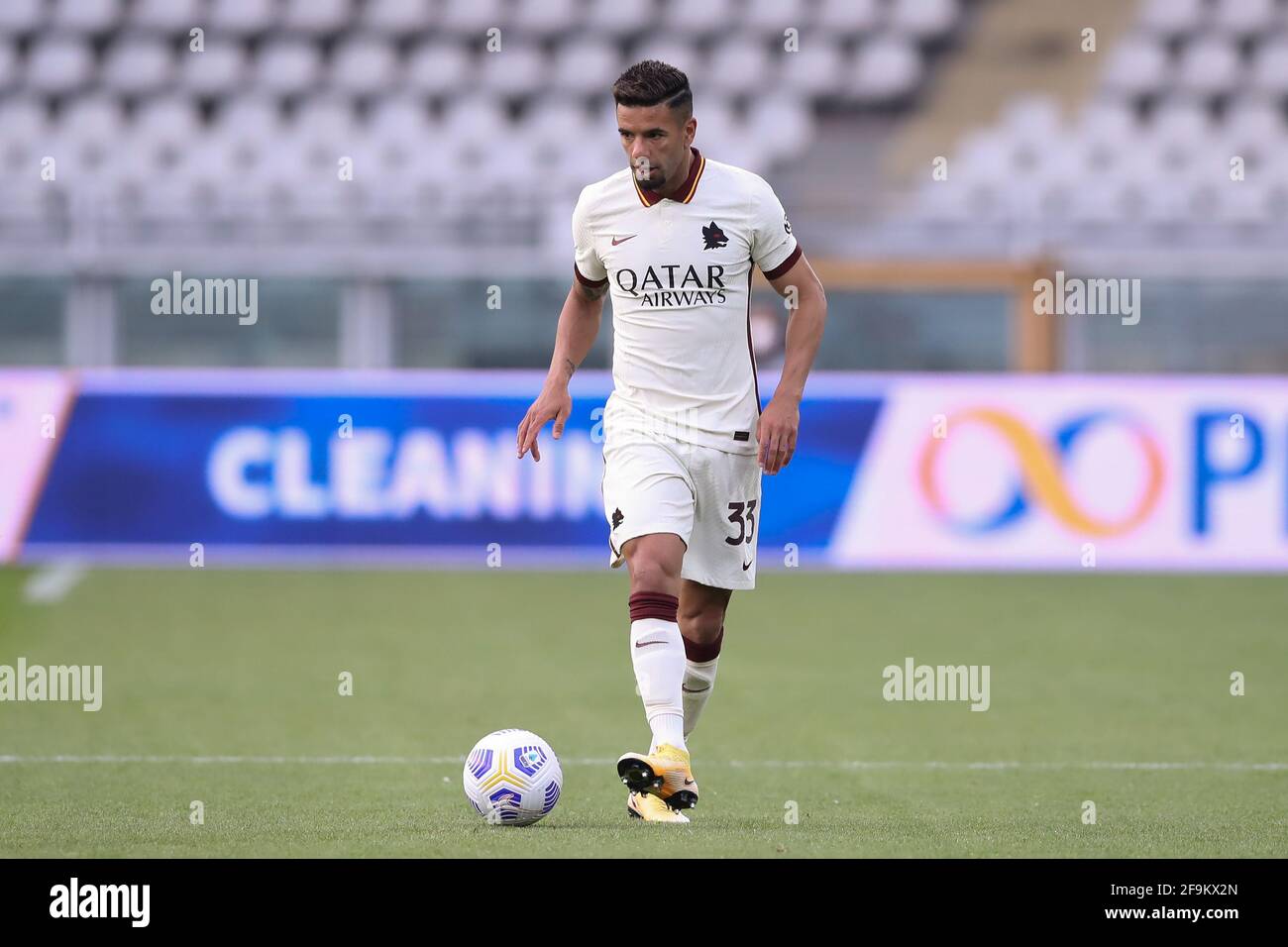 Turin, Italy, 18th April 2021. Bruno Peres of AS Roma during the Serie A match at Stadio Grande Torino, Turin. Picture credit should read: Jonathan Moscrop / Sportimage Stock Photo
