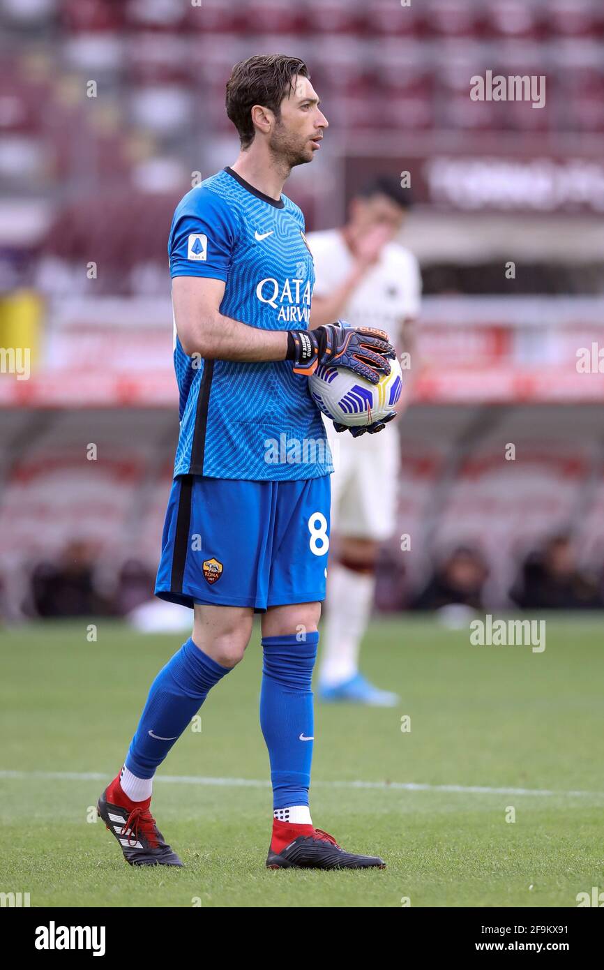 Turin, Italy, 18th April 2021. Antonio Mirante of AS Roma  during the Serie A match at Stadio Grande Torino, Turin. Picture credit should read: Jonathan Moscrop / Sportimage Stock Photo
