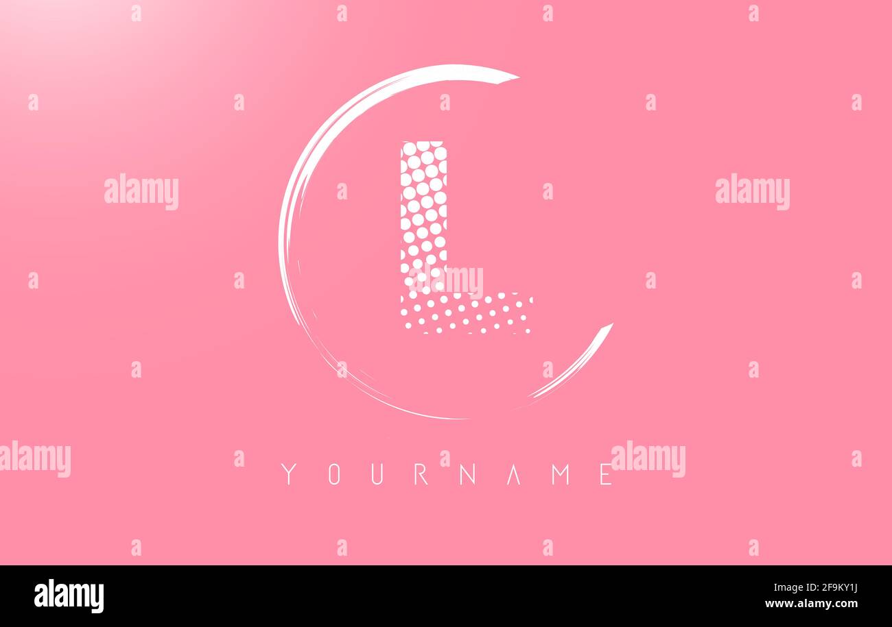 White L letter logo design with golden dots and white circle frame on ...