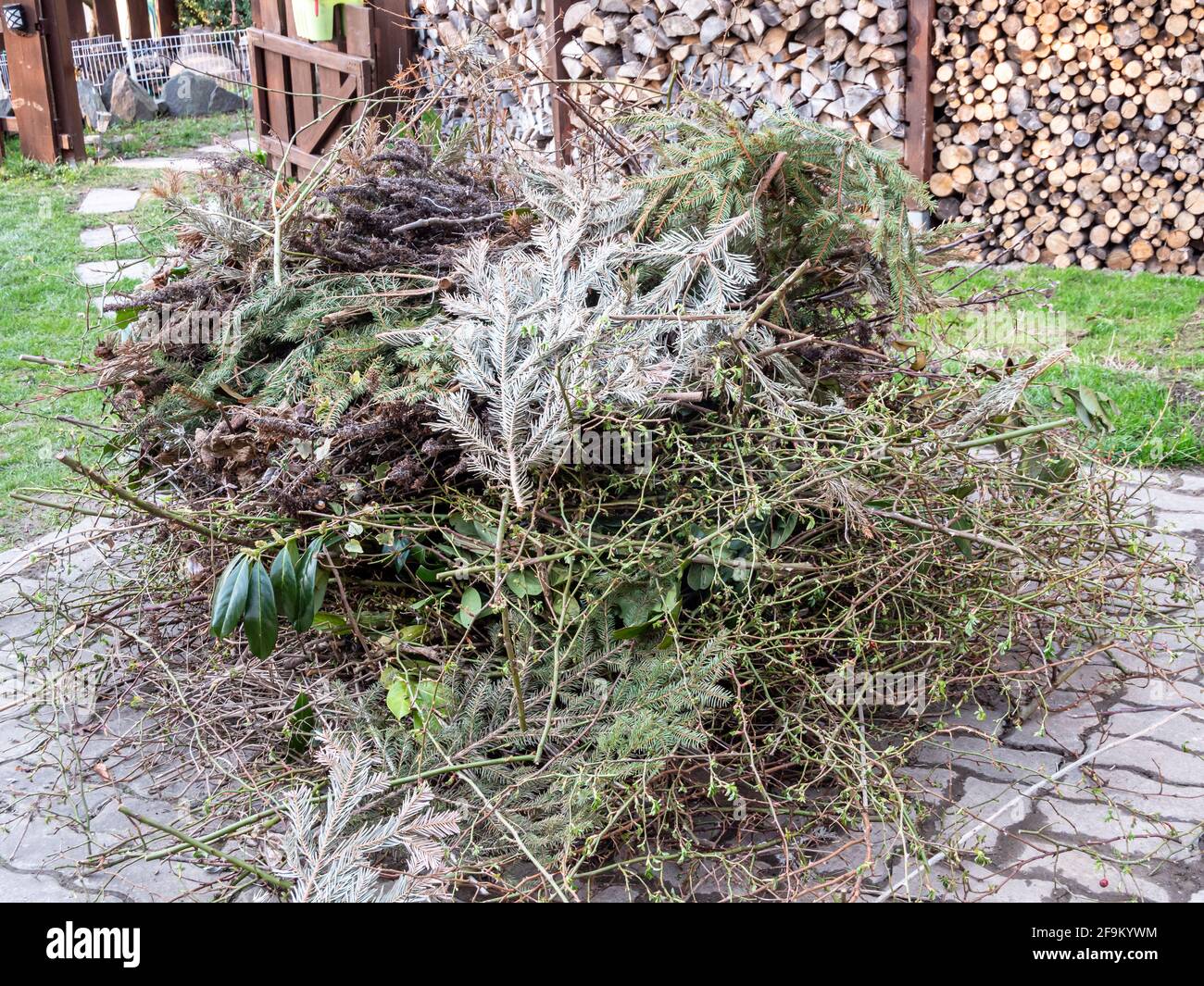 Pile of garden waste to burn Stock Photo Alamy