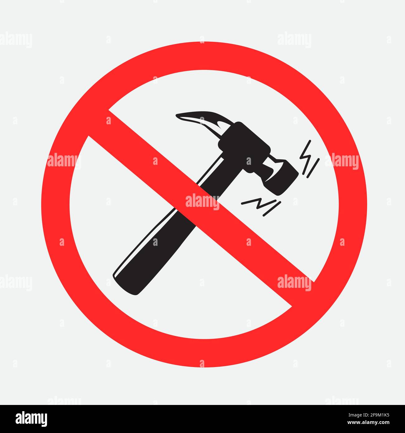 prohibited sign knocking loudly hammer Stock Vector