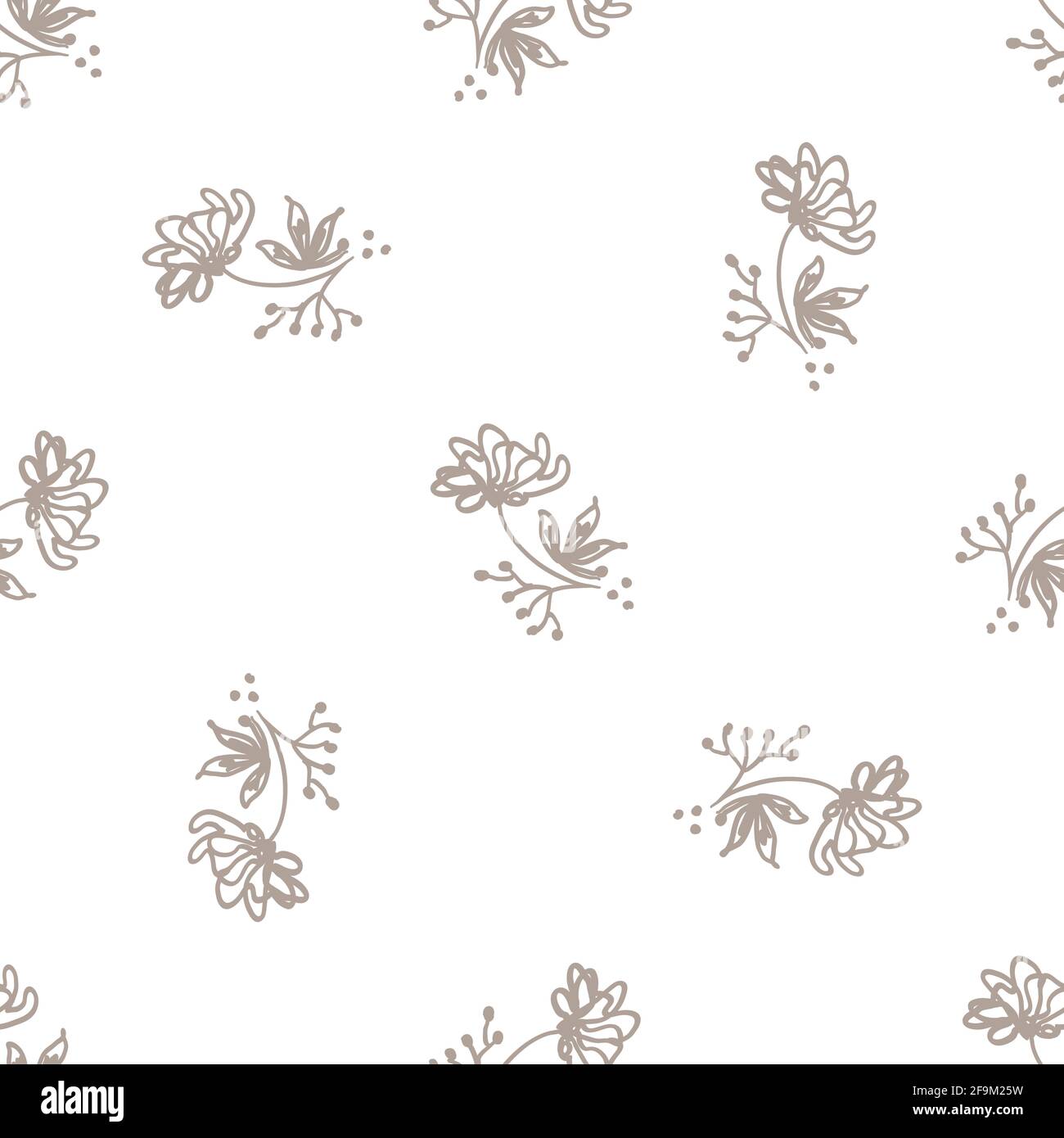 Seamless minimalist doodle flower pattern background. Calm two tone ...