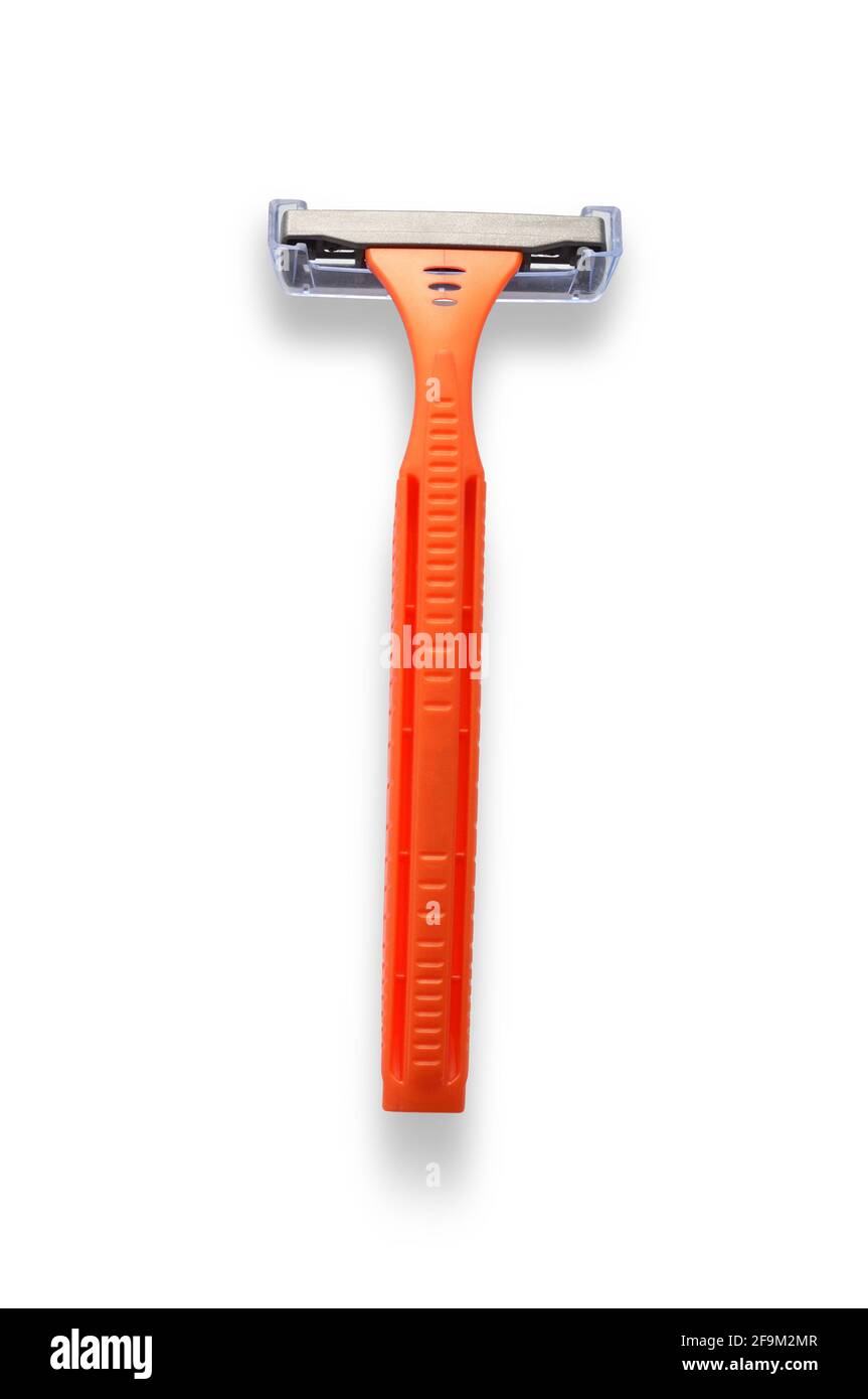 Disposable shaving razor orange Stock Photo