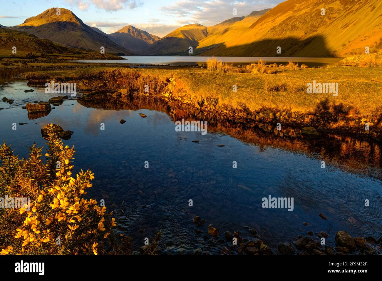 Wastwater in the English Lake District during the golden hour, shortly before sunset. Stock Photo