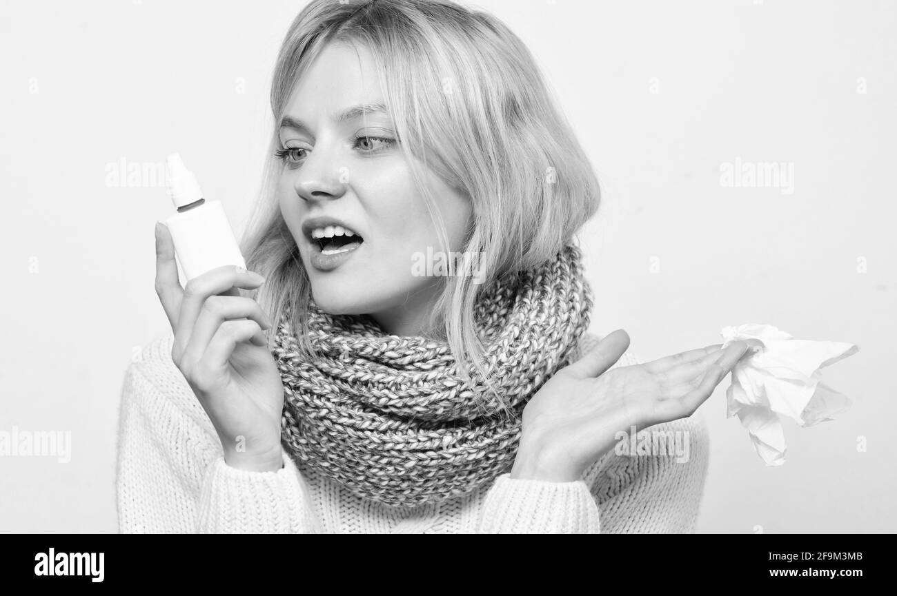 Breathing in gently. Treating common cold or allergic rhinitis. Cute