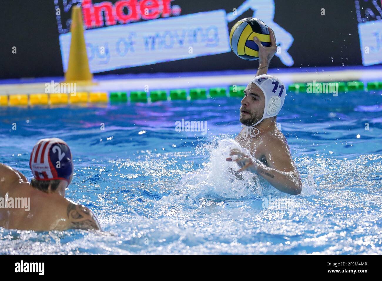 orchestra Deviate Closely Federal Center pool, Rome, Italy, 19 Apr 2021, Hrvoje Benic (Jug Adriatic)  during Jug Adriatic vs Olympiacos Piraeus, LEN Cup - Champions League  waterpolo match - Photo Luigi Mariani / LM Stock Photo - Alamy