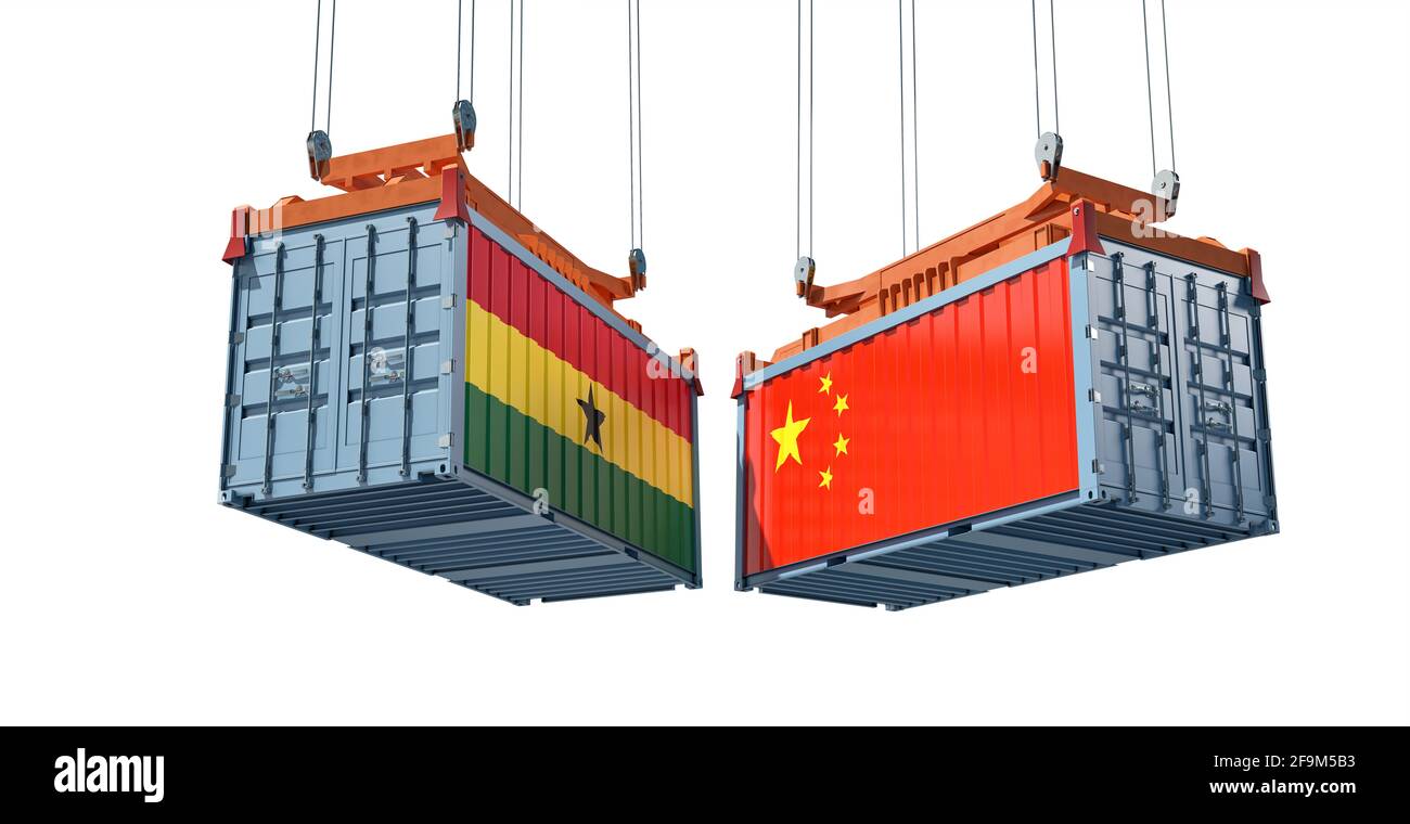 Freight containers with Ghana and China national flags. 3D Rendering Stock Photo Alamy