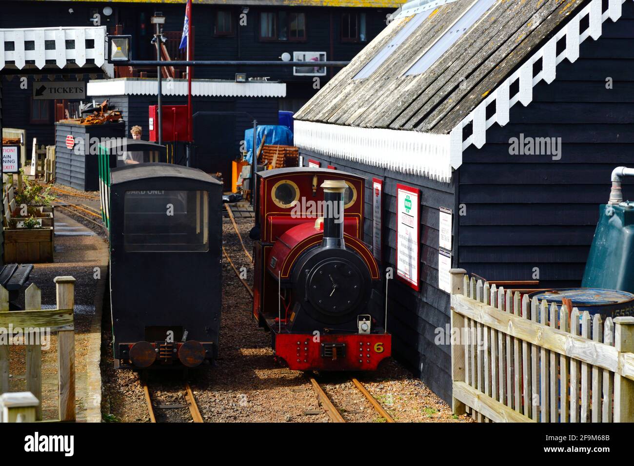 Steam engine at Rock-a-Nore station on Hastings Miniature Railway, Hastings, East Sussex, England Stock Photo