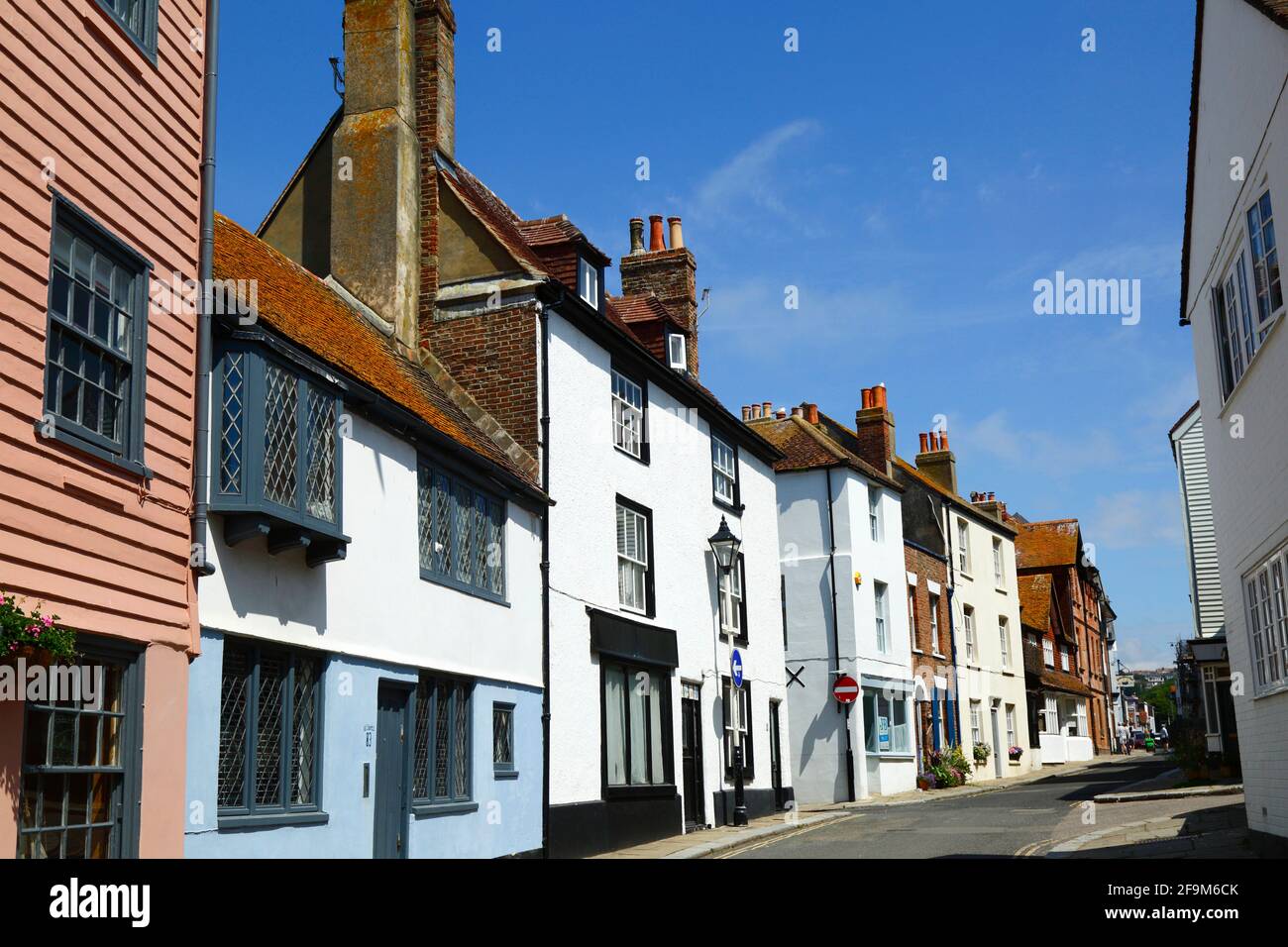 Quaint historic houses in All Saints Street  in the Old Town, Hastings, East Sussex, England Stock Photo