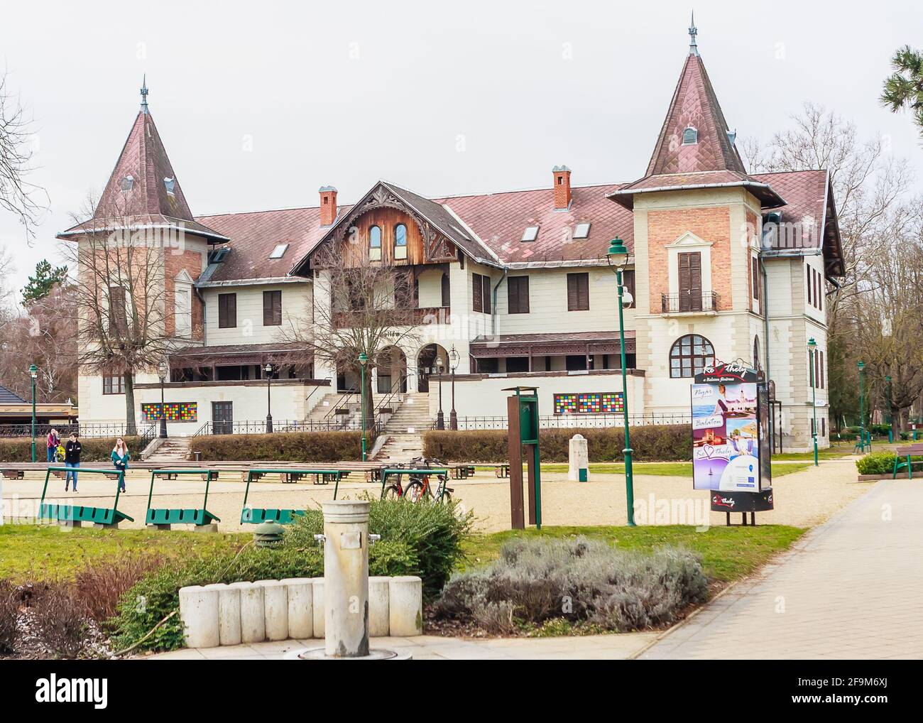 Hotel Hullam was opened in 1894. The Hotel is located on the shores of Lake Balaton in Keszthely, Zala county, Western Transdanubia, Hungary, Europe Stock Photo