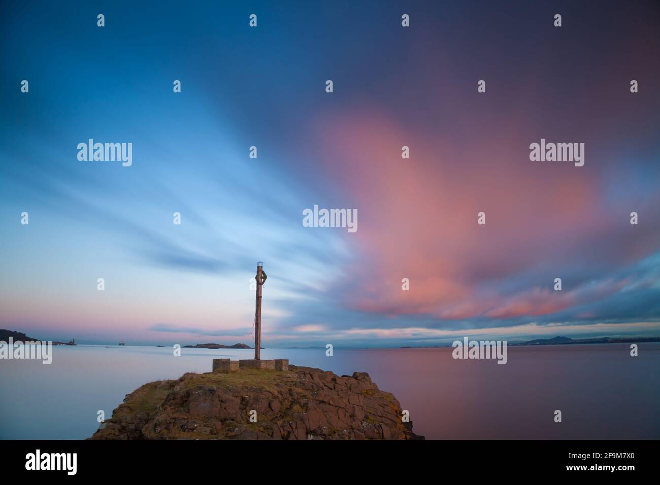 Downing Point in Dalgety Bay at sunset, Fife Scotland Stock Photo
