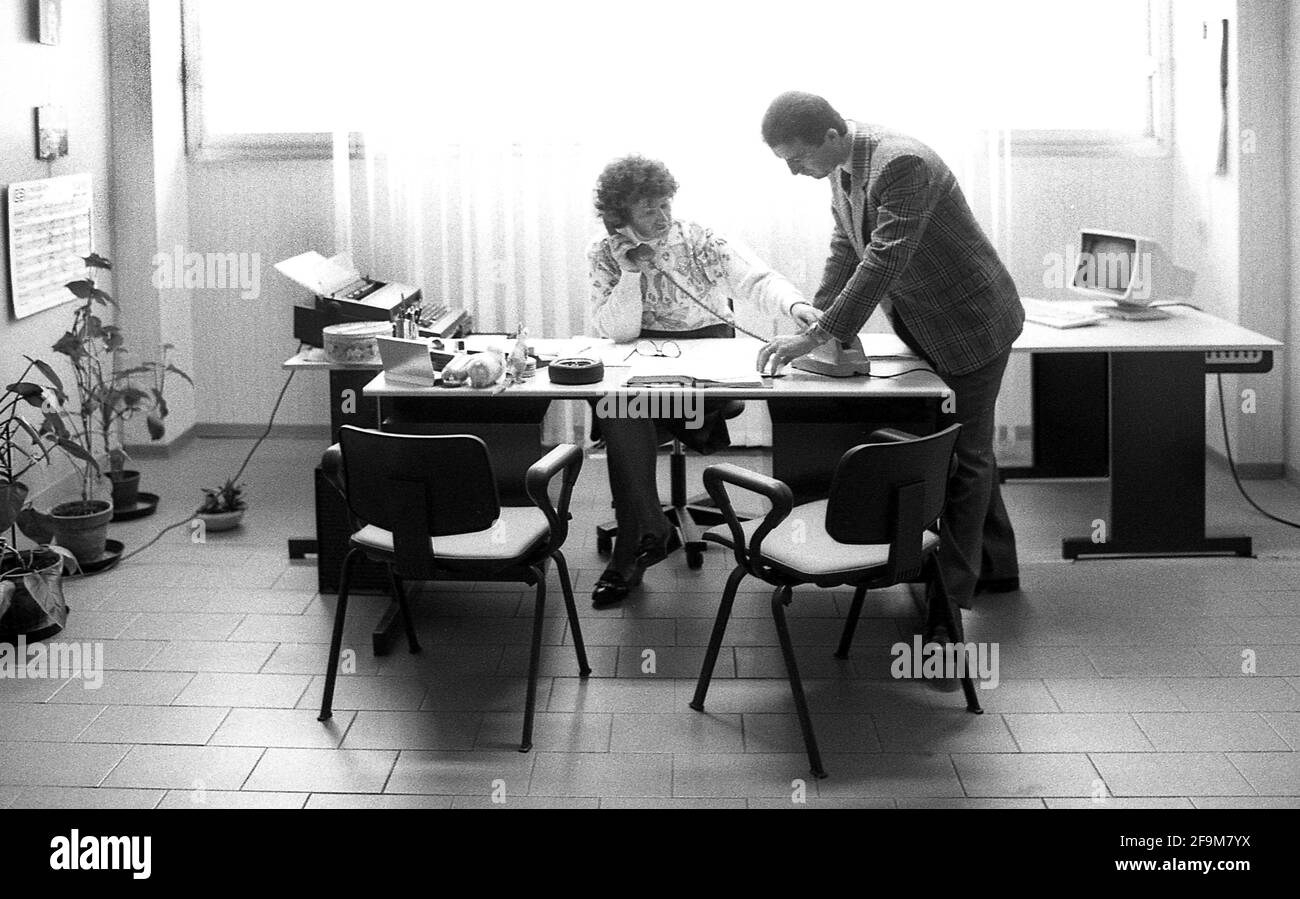 Piero Ferrari. At the Ferrari Factory in Marenello F1 workshop Italy 1987 Stock Photo