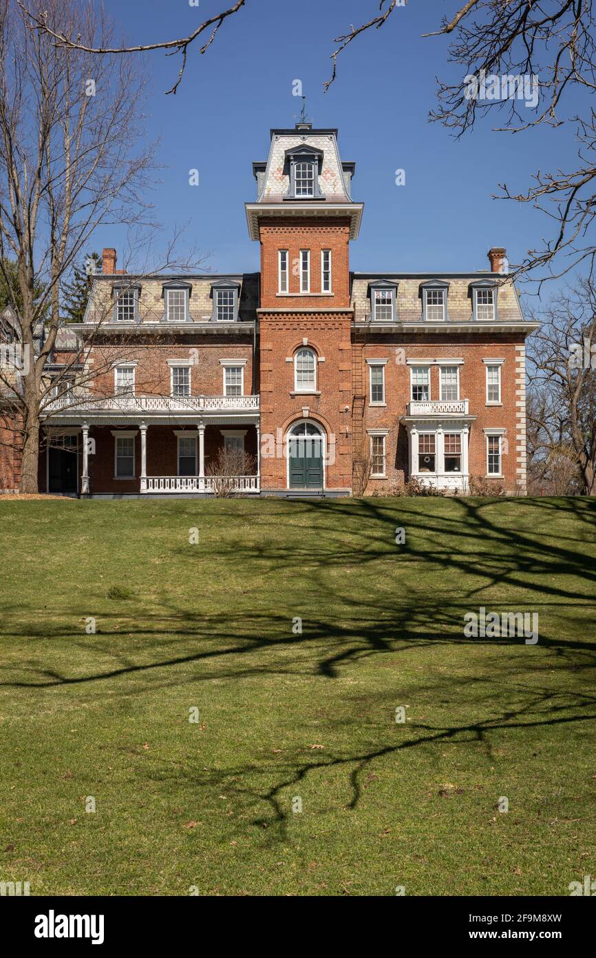 The Oneida Community Mansion House was once the home of the Oneida Community, a religiously-based socialist Utopian group. Stock Photo
