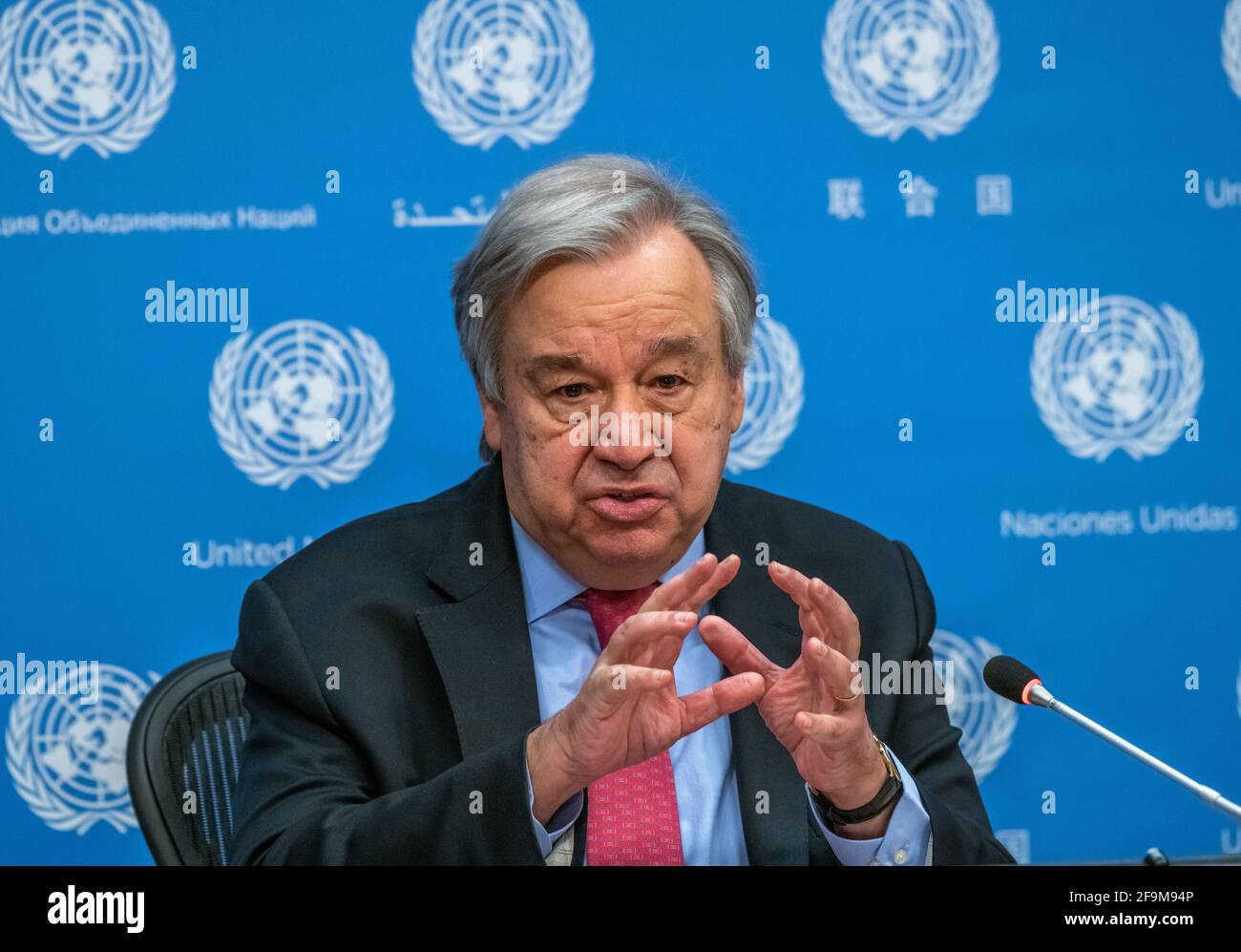 New York, USA. 19th Apr, 2021. United Nations Secretary-General António ...