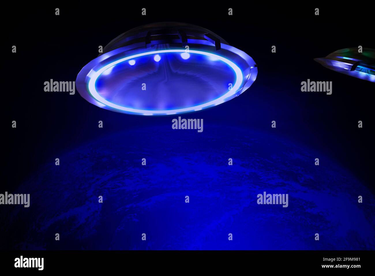 UFO and planet Earth. Stock Photo