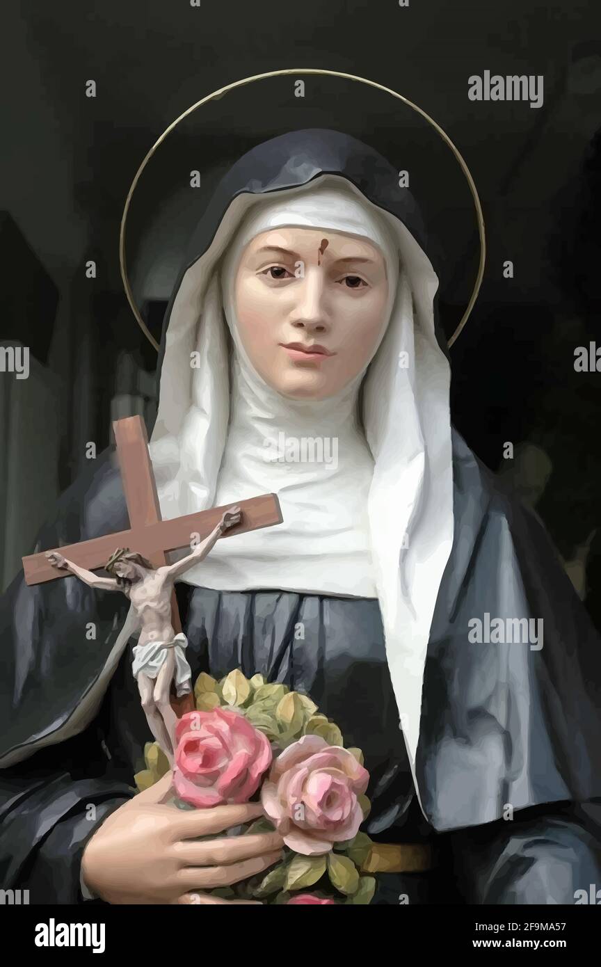 saint  Rita of Cascia is the patron saint of impossible causes catholic church holy spiritual religion illustration Stock Photo