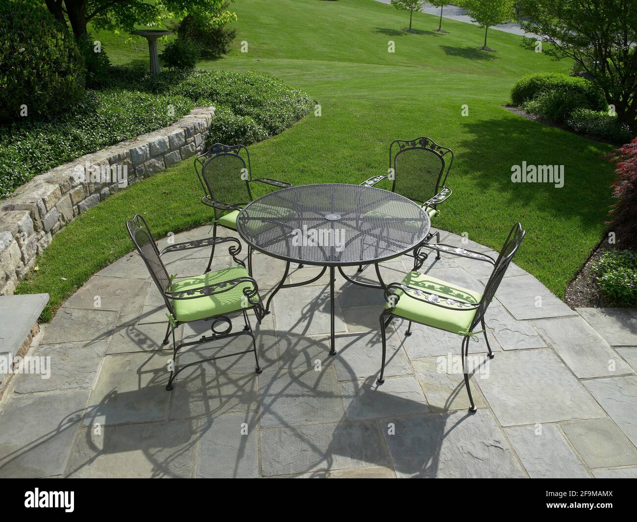 Outdoor furniture on stone patio, Pennsylvania, USA Stock Photo Alamy