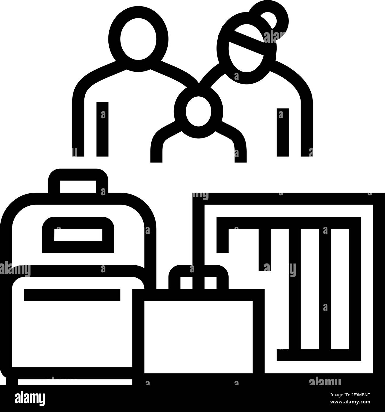 family refugee with luggage line icon vector illustration Stock Vector