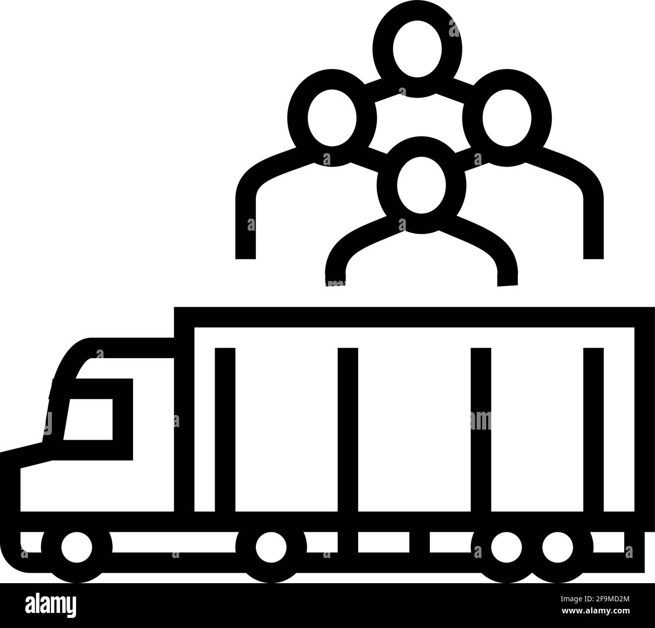 truck transportation refugee line icon vector illustration Stock Vector