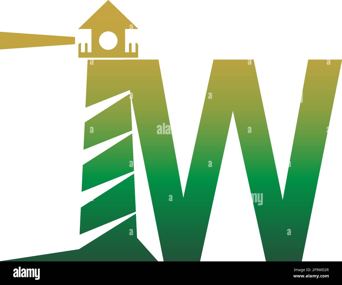Letter W with lighthouse icon logo design template vector Stock Vector