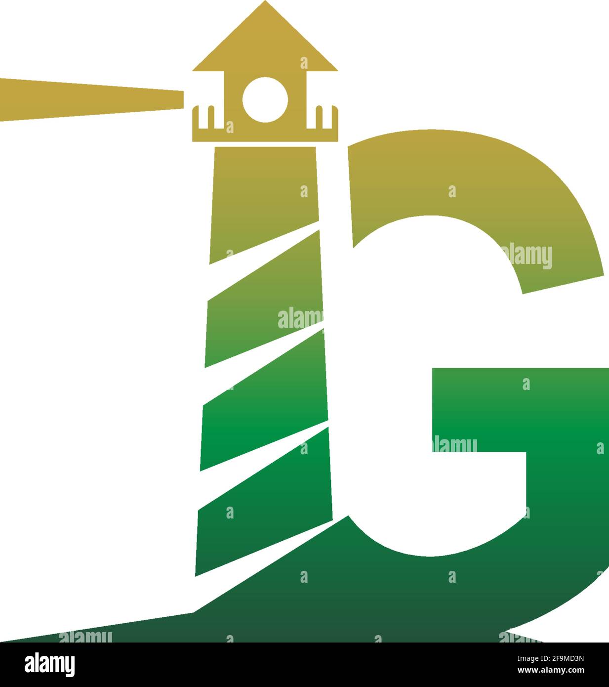Letter G with lighthouse icon logo design template vector Stock Vector