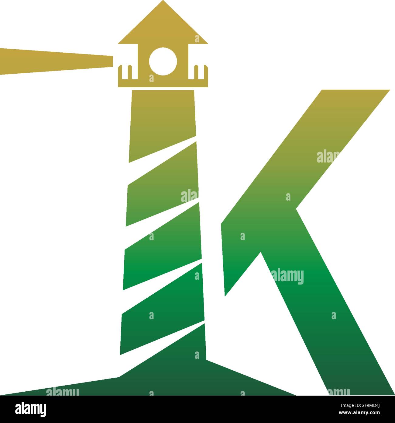 Letter K with lighthouse icon logo design template vector Stock Vector