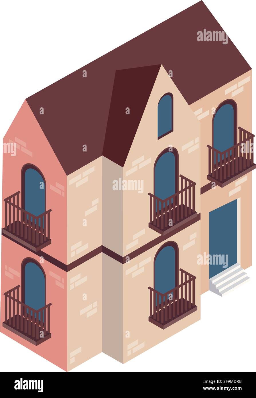 isometric mansion building construction icon Stock Vector Image & Art ...