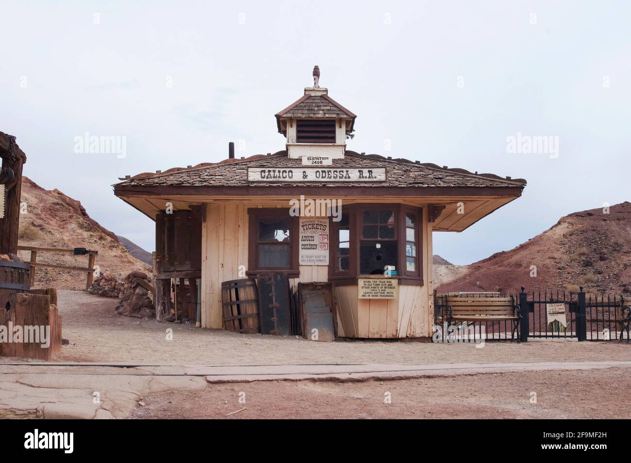 Old west train station in a ghost town, Calico, Yermo, Mojave Desert,  California, America, Usa Stock Photo - Alamy