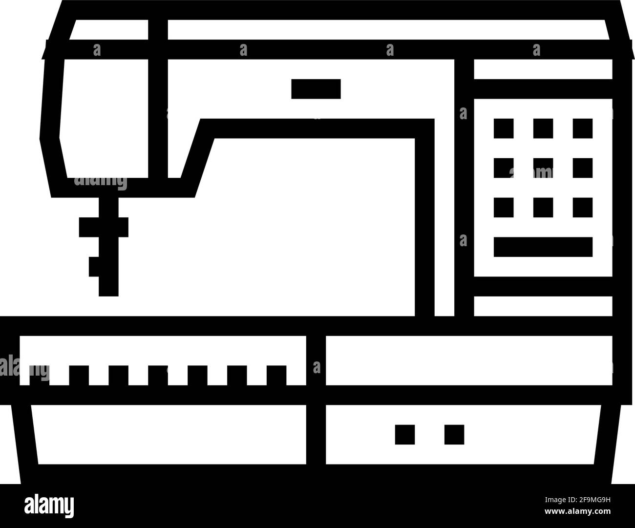 sewing machine textile equipment line icon vector illustration Stock ...