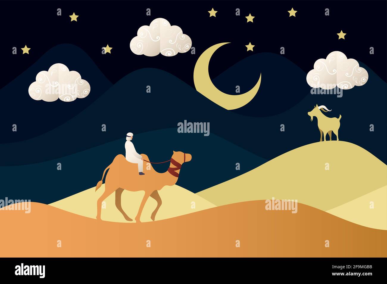 arab in camel desert scene Stock Vector Image Art Alamy