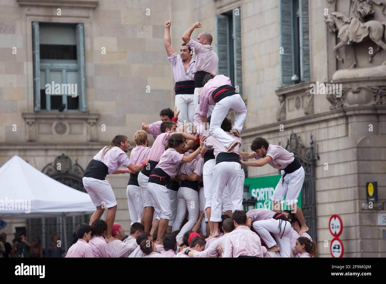 Barcelona, Spain, September 22 2019 - Castells performance on Fiesta la Merce Stock Photo