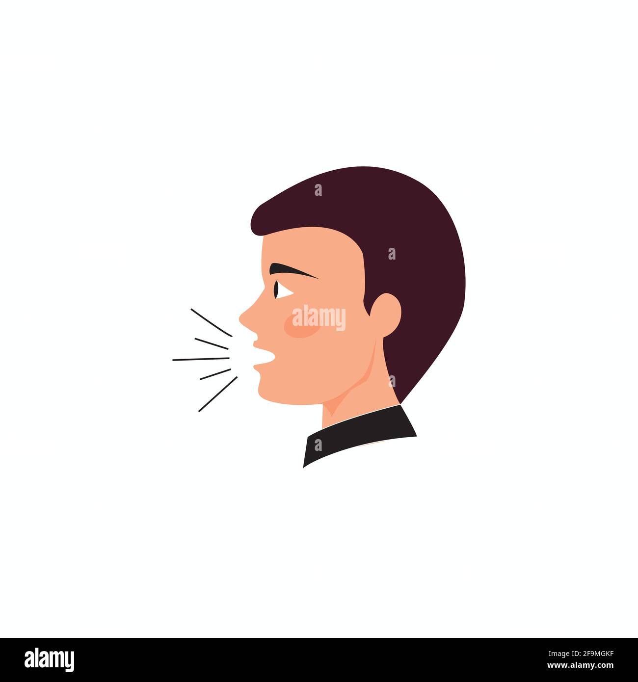man's speech on white background. vector of male head with sound