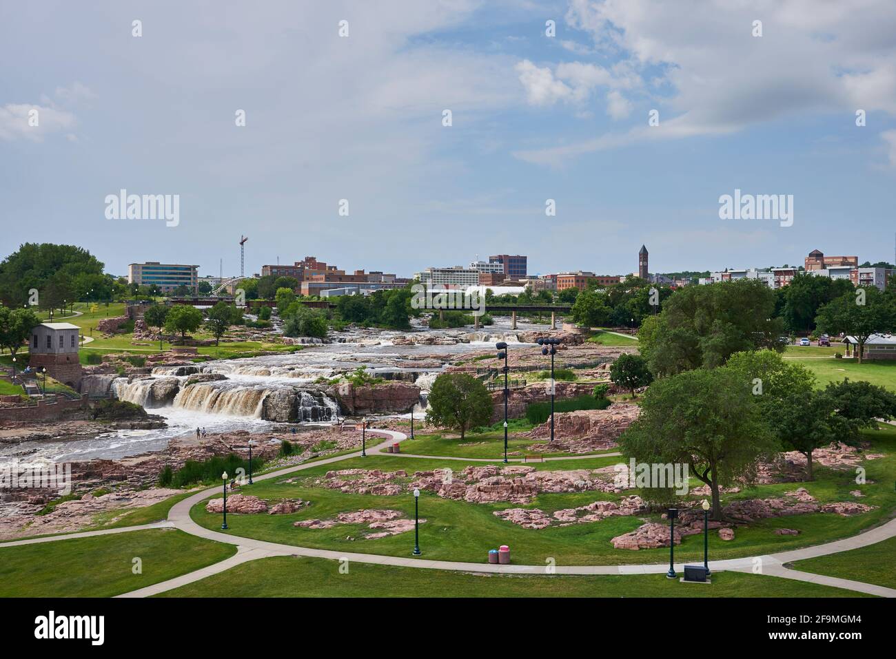 View over Sioux Falls with city skyline in the background Stock Photo