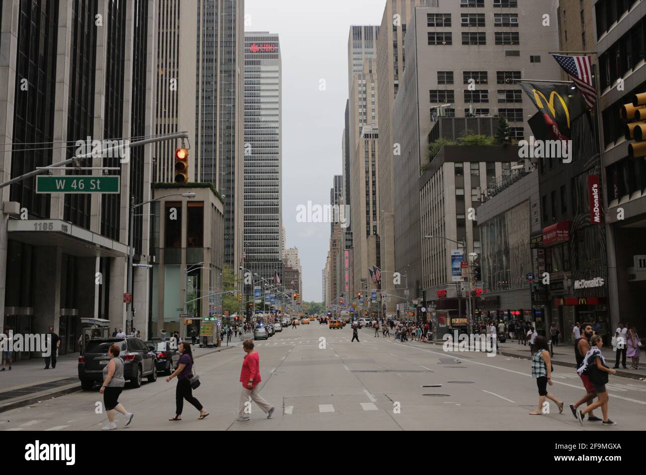 New York City, NY, USA 2.09.2020 - intersection of 6th Avenue and 46th Street Stock Photo