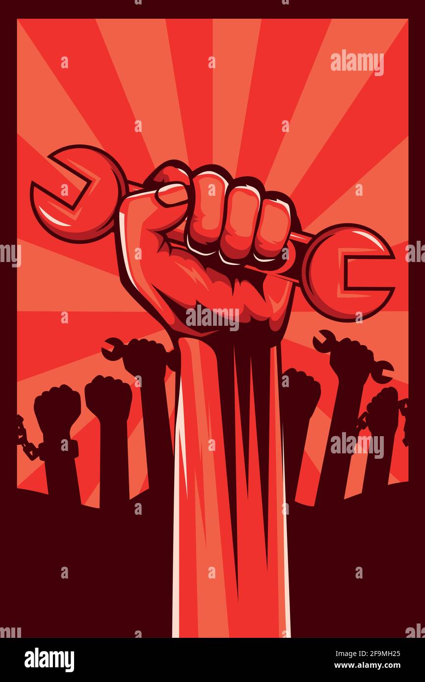 revolution poster with worker hand Stock Vector Image & Art - Alamy