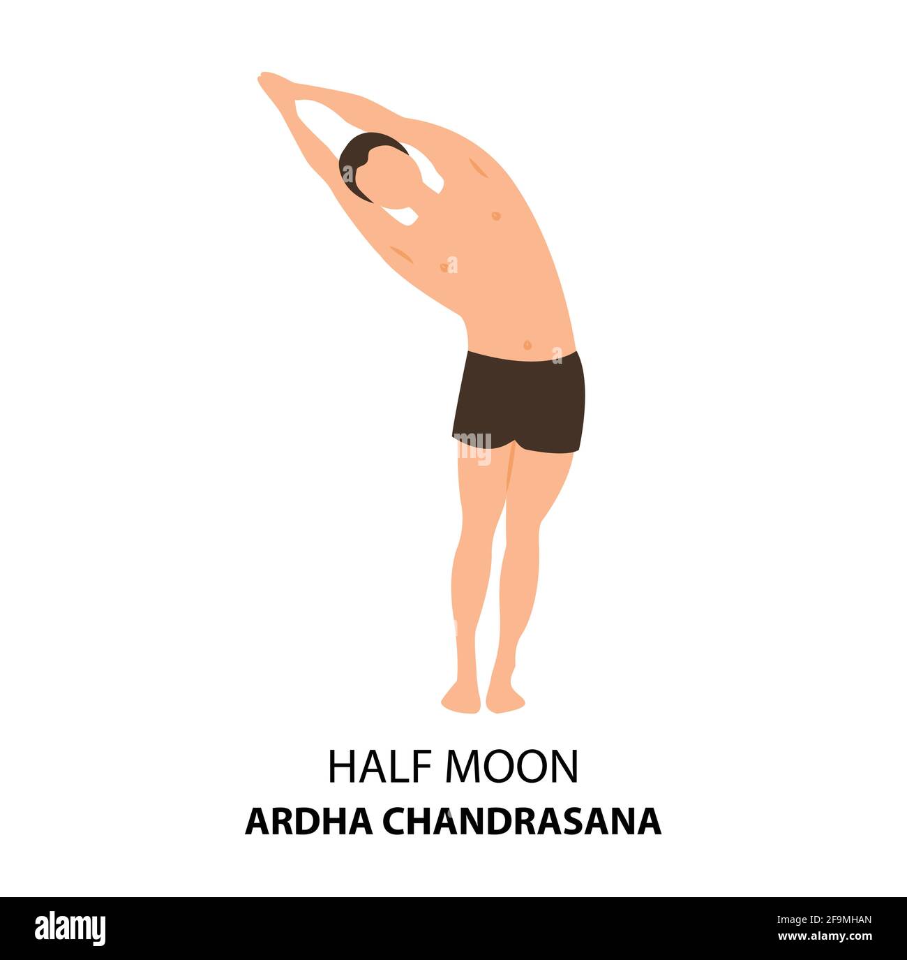 Woman doing half moon pose ardha chandrasana exercise. Flat vector  illustration isolated on white background 7745762 Vector Art at Vecteezy