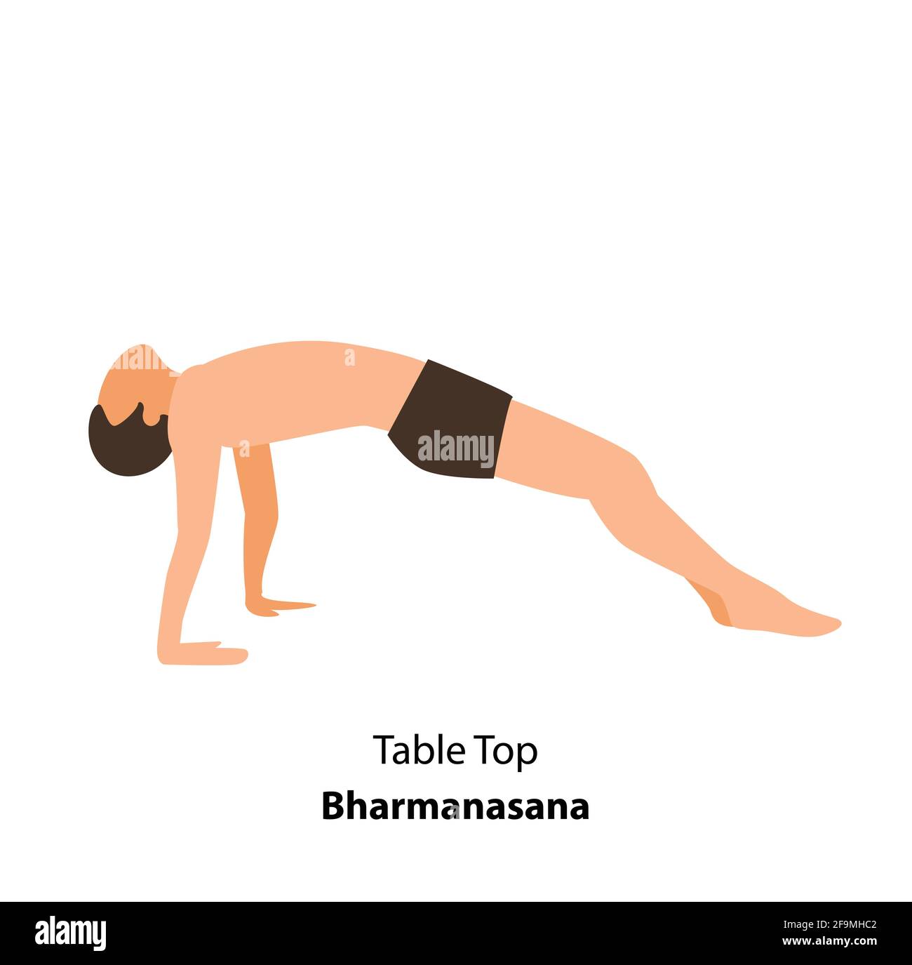 Man practicing yoga pose isolated Vector Illustration. Man standing in Table Top Pose Yoga or Bharmanasana, Yoga Asana icon Stock Vector